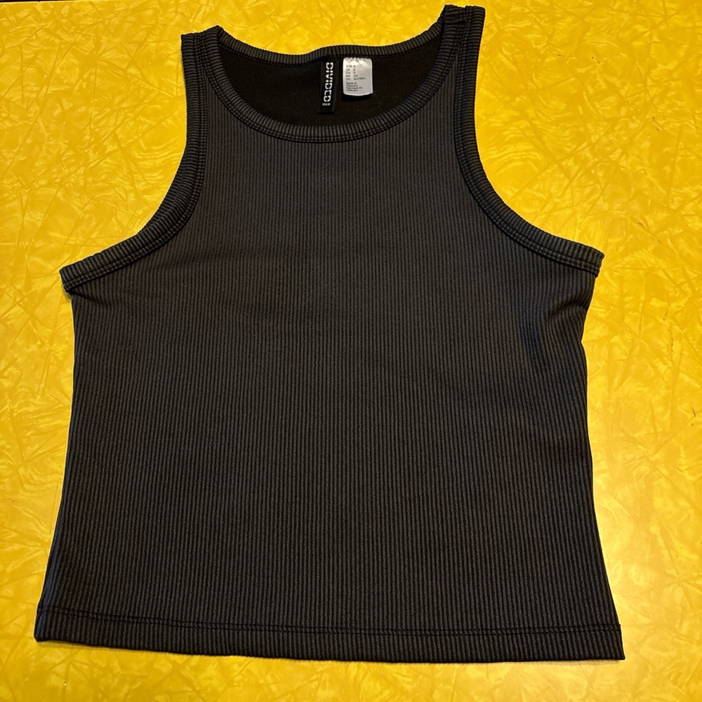 H&M Black Fitted Crop Tank Top